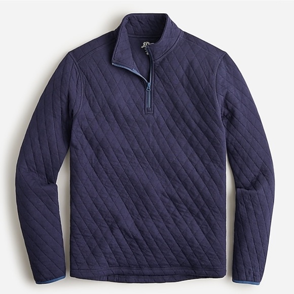 J. Crew Other - J Crew Quilted Half Zip Pullover Sweater - Navy Blue